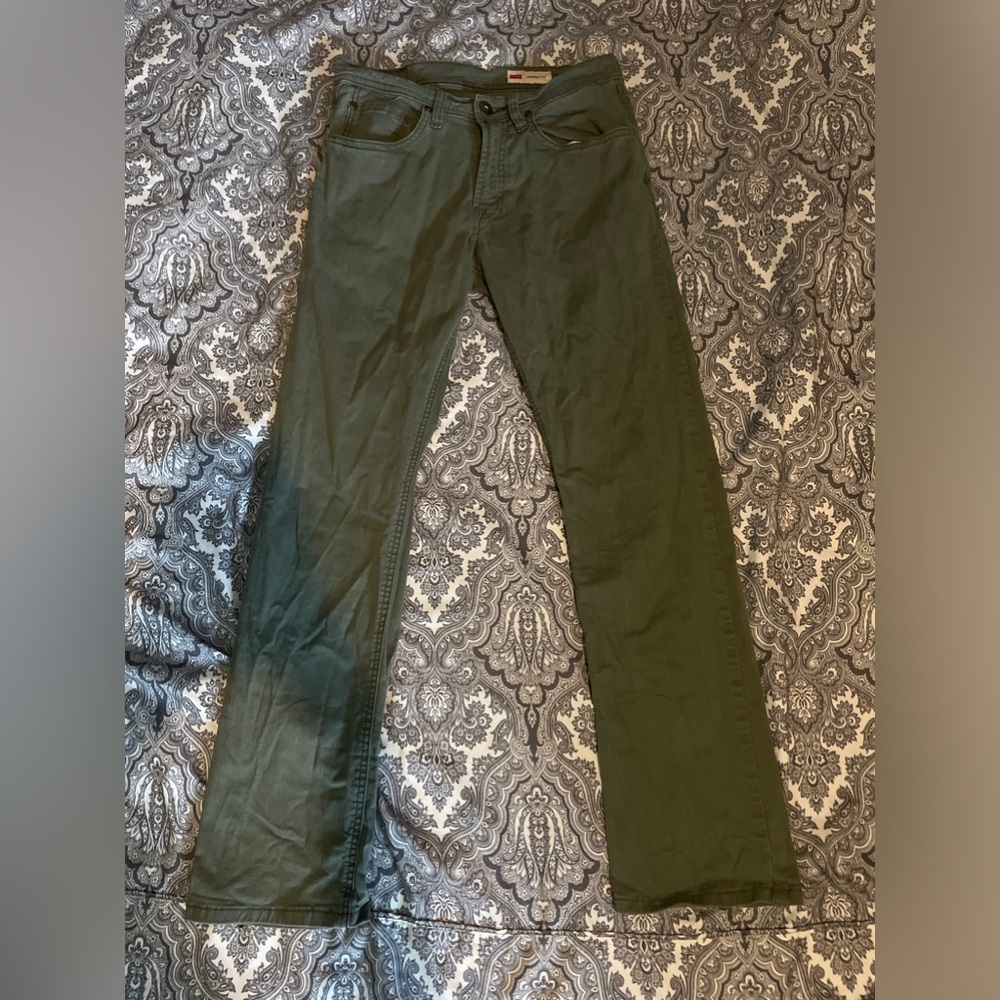 olive green straight fit wranglers pants